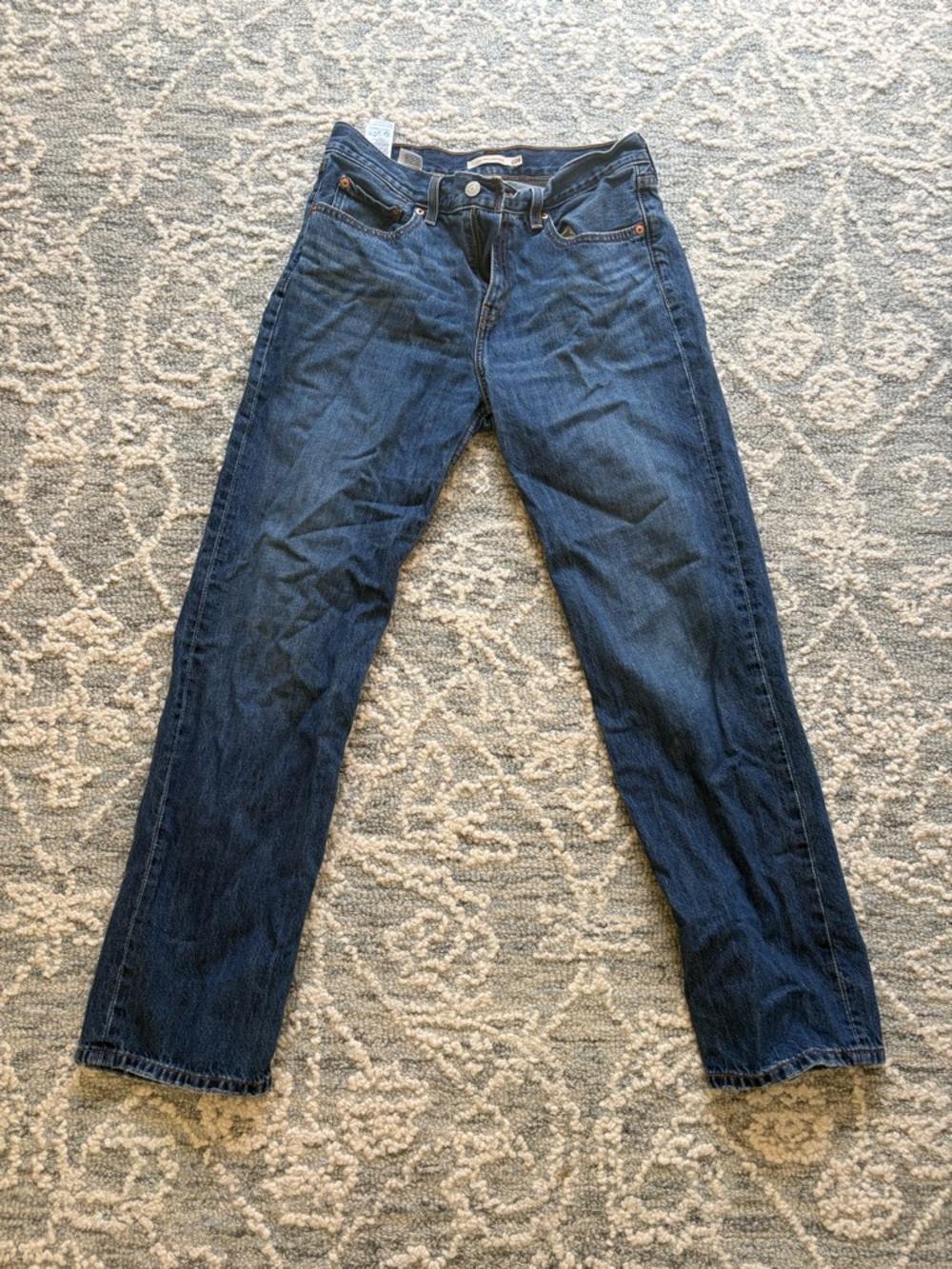 Women's Dark Blue Straight-Leg, Low Rise Jeans